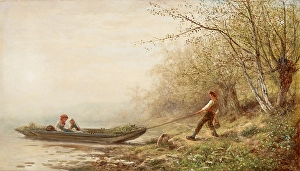 Boatman Prints: Landscape with Boatman, 1882. Creator: James Crawford Thom