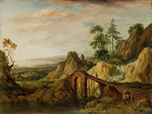 Horizon Prints: Landscape with a Bridge, 1787. Creator: Christian Georg Schutz