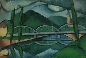 Avant Garde Prints: Landscape with bridge, 1922. Creator: Gejza Schiller