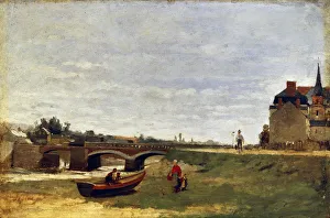 River Bed Prints: Landscape with a Bridge, early 1870s. Artist: Stanislas Lepine