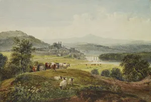 Cox David Prints: Landscape with a Bridge, Hay-on-Wye, c1830s. Creator: David Cox the Elder