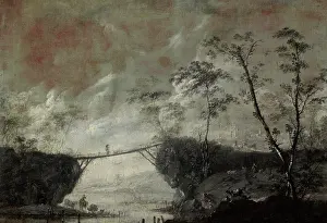 Outcrop Prints: Landscape with a Bridge (Monochromatic), 1648. Creator: Cornelis de Bie