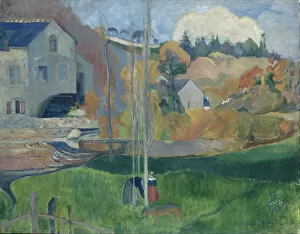 Cloisonism Collection: Landscape in Brittany. The David Mill, 1894. Artist: Gauguin, Paul Eugene Henri (1848-1903)