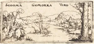 Hirschvogel Augustin Gallery: Landscape with Three Burning Cities: Sodom, Gomorrah and Tyrus