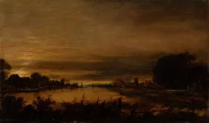 Hazy Prints: Landscape with Canal at Dusk, c1660-1670. Creator: Aert van der Neer