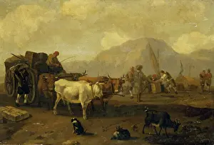 Cart Prints: Landscape with a Cart Driven by Bullocks, 1664. Creator: Abraham Jansz Begeyn