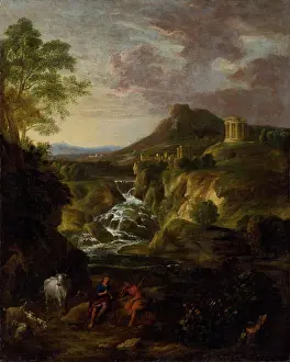 Stormclouds Prints: Landscape with the Cascades of Tivoli, 1650. Creator: Gaspard Dughet