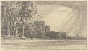 Frederick Landseer Maur Grigg Prints: Landscape with Castle, 1921. Creator: Frederick Landseer Maur Griggs