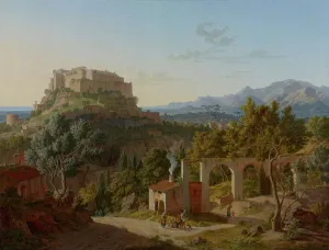 Olive Trees Prints: Landscape with the Castle of Massa di Carrara, 1827. Creator: Leo von Klenze