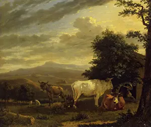 Sitting On Ground Prints: Landscape with Cattle, 1650. Creator: Karel Du Jardin