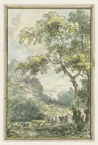 Jurriaan Andriessen Prints: Landscape with cattle, 1752-1819. Creators: Juriaan Andriessen, Isaac de Moucheron