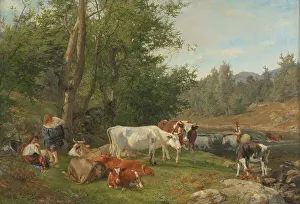 Landscape with Cattle, 1861. Creator: Anders Monsen Askevold