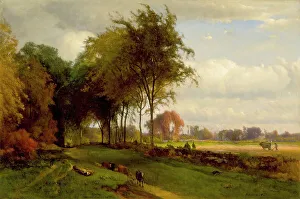 Inness George Prints: Landscape with Cattle (image 2 of 2), 1869. Creator: George Inness