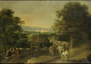 Cavalry Prints: Landscape with a Cavalry Group, 1650. Creator: Izaak van Oosten