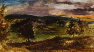 Landscape at Champrosay. Artist: Delacroix, Eugene (1798-1863) Landscape at Champrosay. Artist: Delacroix, Eugene (1798-1863)