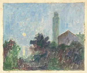 Czlder Prints: Landscape with a church, early 20th century. Creator: Dezider Czolder