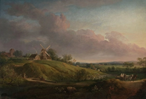 Jens Juul Prints: Landscape with a Church and a Mill, 1798. Creator: Jens Juel