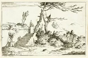 Landscape with Classical Statue, 1779/97. Creator: Louis Gabriel Moreau