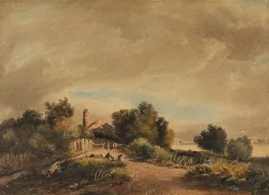 Cox David Prints: Landscape with a Cottage and Wheelbarrow, 1809. Creator: David Cox the Elder