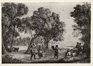 Claude Lorrain French Gallery: Landscape with a Country Dance (Small Plate), c. 1637. Creator: Claude Lorrain (French, 1604-1682)