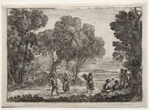 Landscape with a Country Dance (Small Plate), c. 1637. Creator: Claude Lorrain (French, 1604-1682)