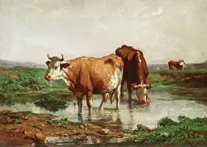 Pair Prints: Landscape with Cows, before 1870. Creator: Alexandre Thiollet