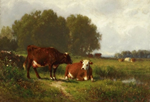 Hazy Prints: Landscape with Cows, date unknown, c1850-1890. Creator: William Hart