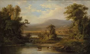 Duncanson Roberts Gallery: Landscape with Cows Watering in a Stream, 1871. Creator: Robert Seldon Duncanson