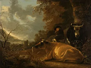 Cuyp Aelbert Prints: Landscape with Cows and a Young Herdsman, c.1675-c.1725. Creator: Unknown