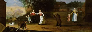 Ulrica Eleanor The Elder Prints: Landscape with dancing bear, 1682. Creator: Ulrika Eleonora of Denmark