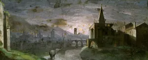 Musei Vaticani In Viale Vaticano Prints: Landscape at dawn, ca 1565-1570. Creator: Arbasia, Cesare (c. 1547-1607)