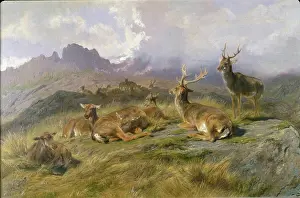 Changing Prints: Landscape with Deer, 1887. Creator: Rosa Bonheur