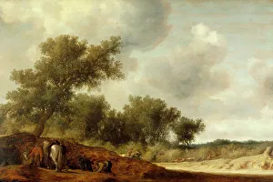 Landscape with Deer Hunters, c1630. Creator: Salomon Ruysdael