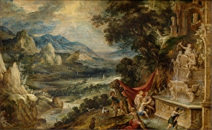 Water Fountain Prints: Landscape with Diana and Actaeon, c1590-1630. Creator: Kerstiaen de Keuninck