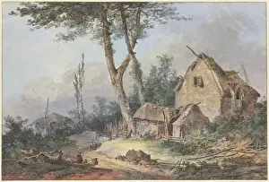 Louis Gabriel Moreau Prints: Landscape with a dilapidated farmstead, 1790. Creator: Louis Gabriel Moreau