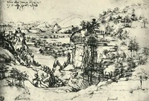 River Arno Prints: Landscape drawing for Santa Maria della Neve on 5th August 1473, (1943). Creator