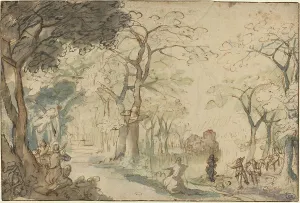 Vinckboons David Prints: Landscape with Elisha Mocked, c. 1610. Creator: David Vinckboons