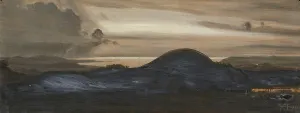 Jerndorff August Prints: Landscape in evening light - Illustration for Holger Drachmann's Elverking in Troldtoj'