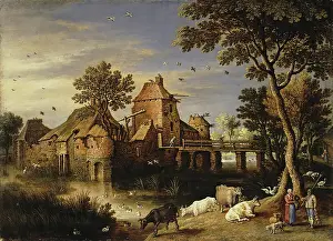 Farm Animal Prints: Landscape with a Farm, 1627. Creator: Marten Ryckaert