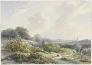 Willem Roelofs I Prints: Landscape with farm and cattle, 1849. Creator: Willem Roelofs