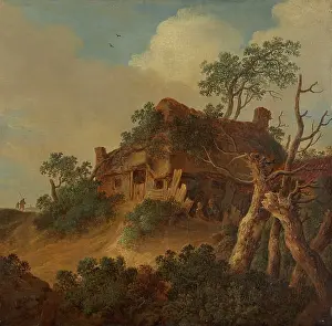 Aged Prints: Landscape with Farm House on a Hill, c1660-1670. Creator: Cornelis van Zwieten