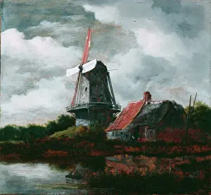 Thatched Roof Prints: Landscape with a Farm House and Windmill
