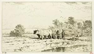Ploughing Gallery: Landscape with Farm Laborers, 1845. Creator: Charles Emile Jacque