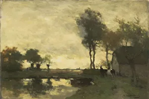 Weissenbruch Jan Hendrik Prints: Landscape with a farm near a pond, 1870-1903. Creator: Jan Hendrik Weissenbruch