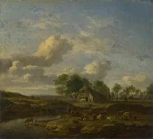Landscape with a Farm by a Stream, 1661. Artist: Velde, Adriaen, van de (1636-1672) Landscape with a Farm by a Stream, 1661. Artist: Velde, Adriaen, van de (1636-1672)