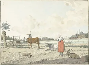 W Barthautz Prints: Landscape with farmer and cattle, 1700-1800. Creator: W. Barthautz