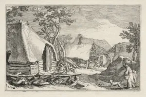 Abraham Bloemaert Dutch Gallery: Landscape with Farmhouses, 1613-1614. Creator: Boetius Adams Bolswert (Flemish, 1580-1633)