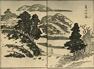 Dutton Gallery: Landscape with figure crossing a bridge, 1809, (1924). Creator: Ogura Tokei