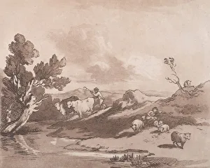 Landscape with a Figure Herding Cattle, and a Shepherd Resting, May 21, 1789
