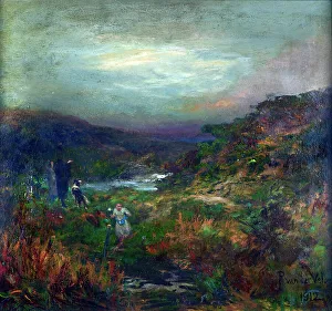 Moorland Prints: Landscape with figures, 1912. Creator: Petrus van der Velden